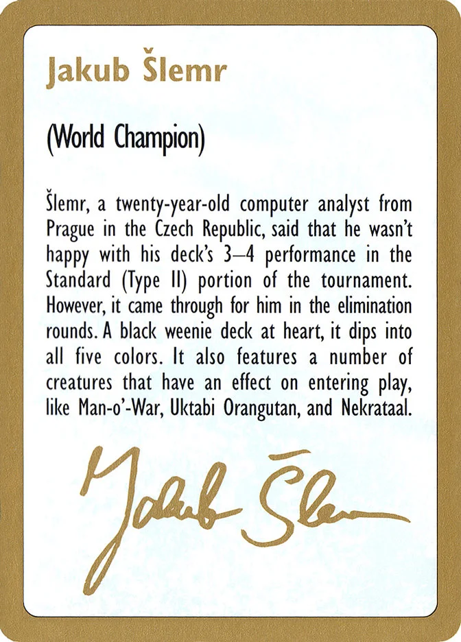 Jakub Šlemr Bio 「WC97/js0a」「EN」
