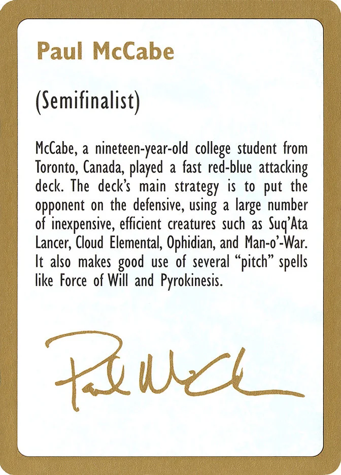 Paul McCabe Bio 「WC97/pm0a」「EN」