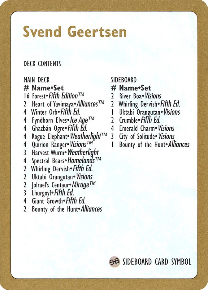 Svend Geertsen Decklist 「WC97/sg0b」「EN」