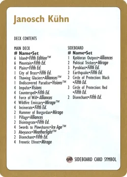 Janosch Kühn Decklist 1997 #jk0b · Magic: The Gathering