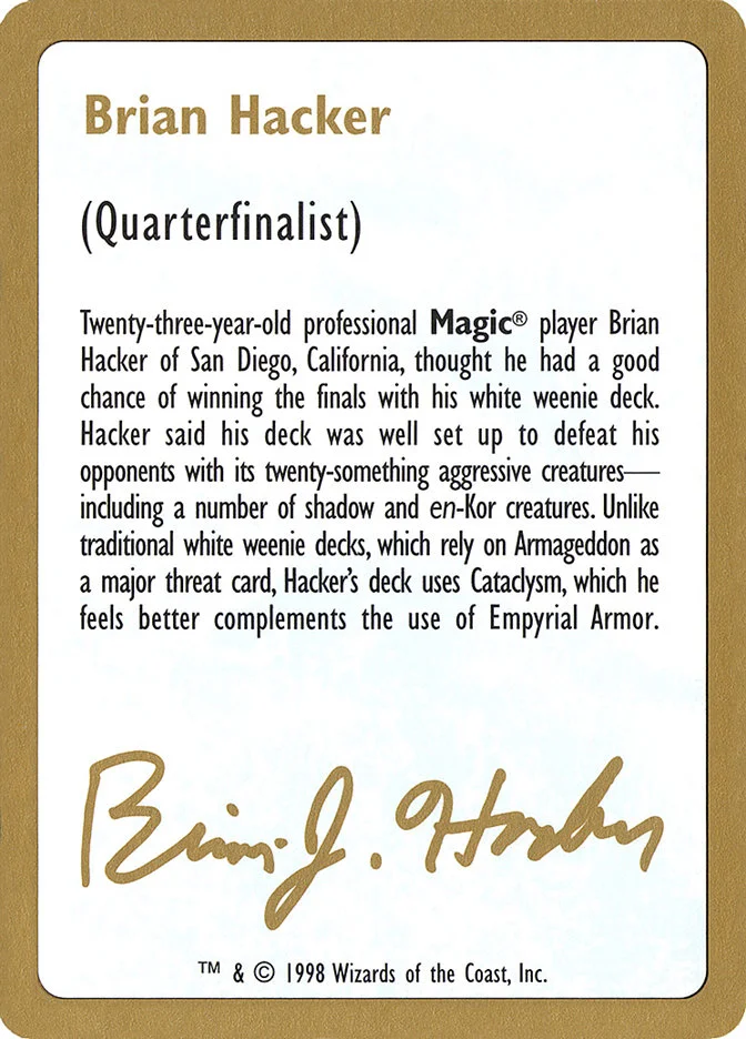 Brian Hacker Bio 「WC98/bh0a」「EN」