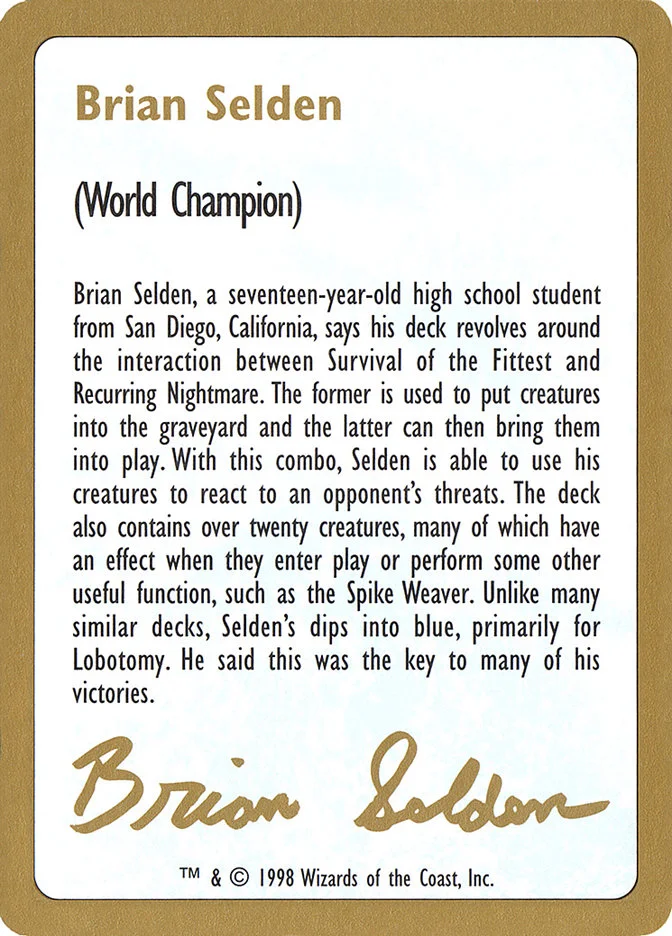 Brian Selden Bio 「WC98/bs0a」「EN」