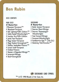 Ben Rubin Decklist #br0b · Magic: The Gathering