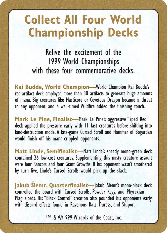 1999 World Championships Ad 「WC99/0」「EN」