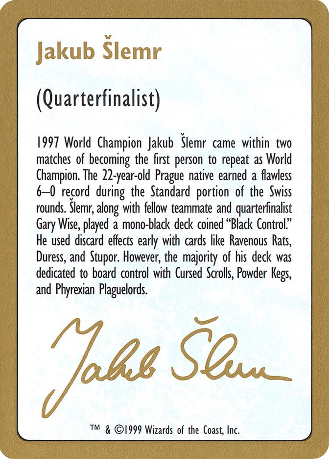 Jakub Šlemr Bio (1999) 「WC99/js0a」「EN」