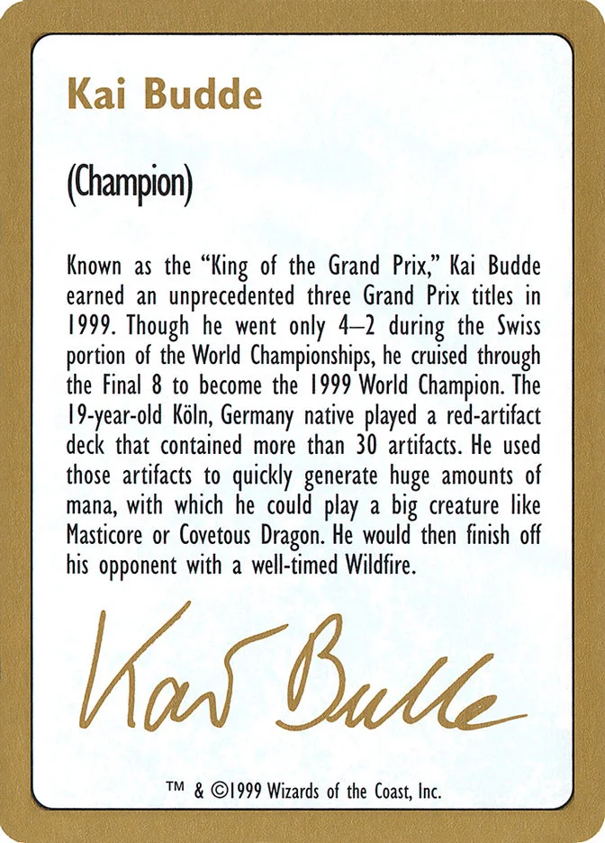 Kai Budde Bio 「WC99/kb0a」「EN」