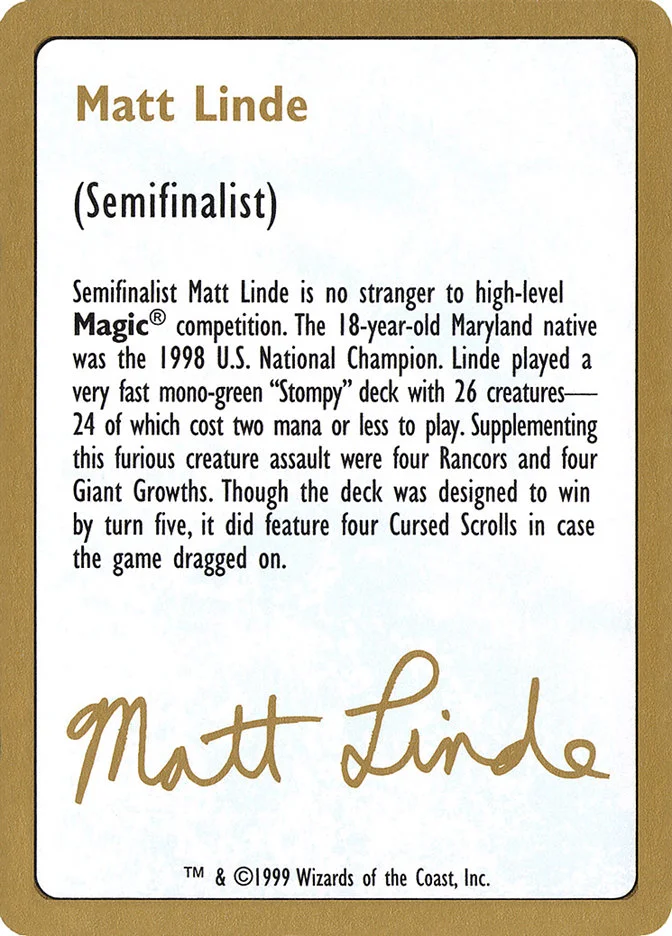 Matt Linde Bio 「WC99/ml0a」「EN」