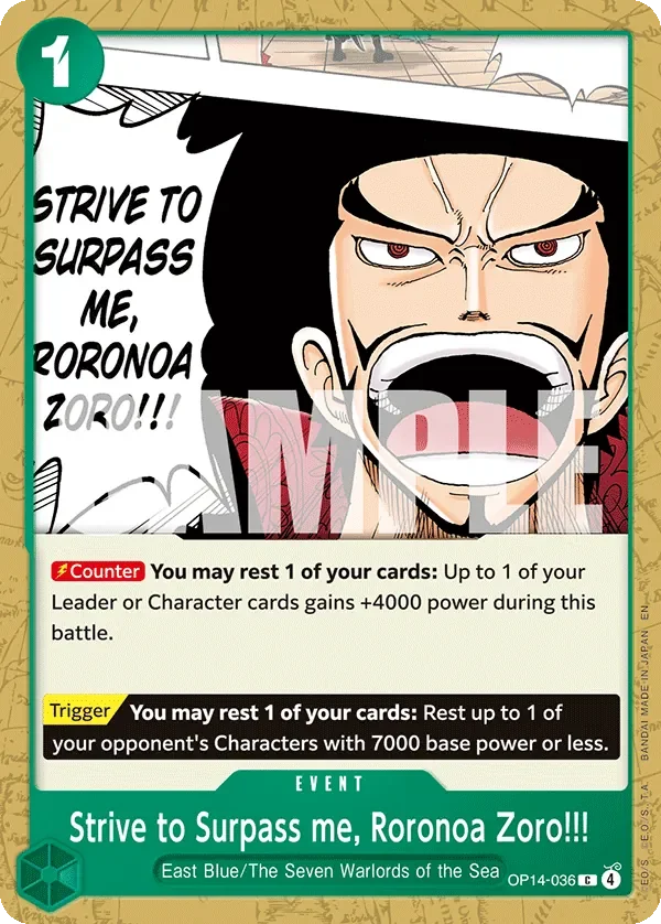 Strive to Surpass me, Roronoa Zoro!!! 「OP14-036」「EN」