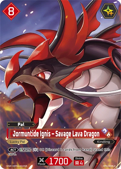 Jormuntide Ignis – Savage Lava Dragon #EBP01-001OSR · Palworld TCG