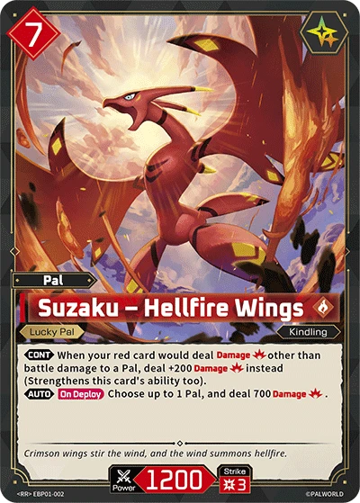 Suzaku – Hellfire Wings #EBP01-002 · Palworld TCG
