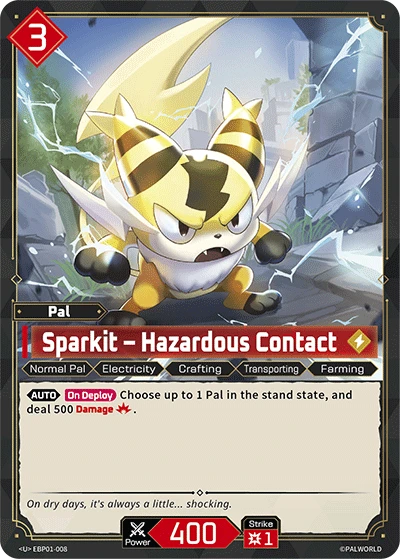 Sparkit – Hazardous Contact #EBP01-008 · Palworld TCG