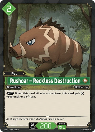 Rushoar – Reckless Destruction #EBP01-052SR · Palworld TCG