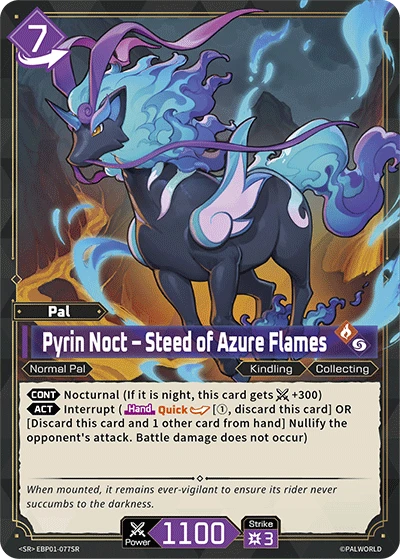 Pyrin Noct – Steed of Azure Flames #EBP01-077SR · Palworld TCG