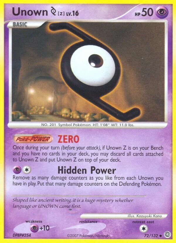 Unown Z 「SW 72/132」「EN」