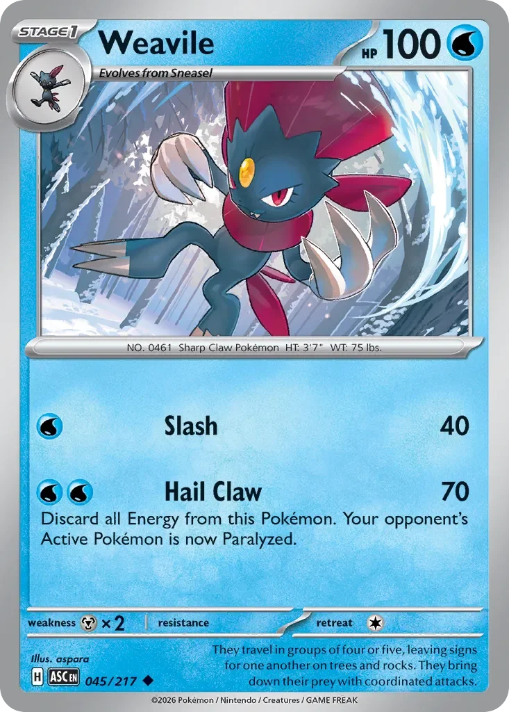 Weavile 「ASC 045/217」「EN」