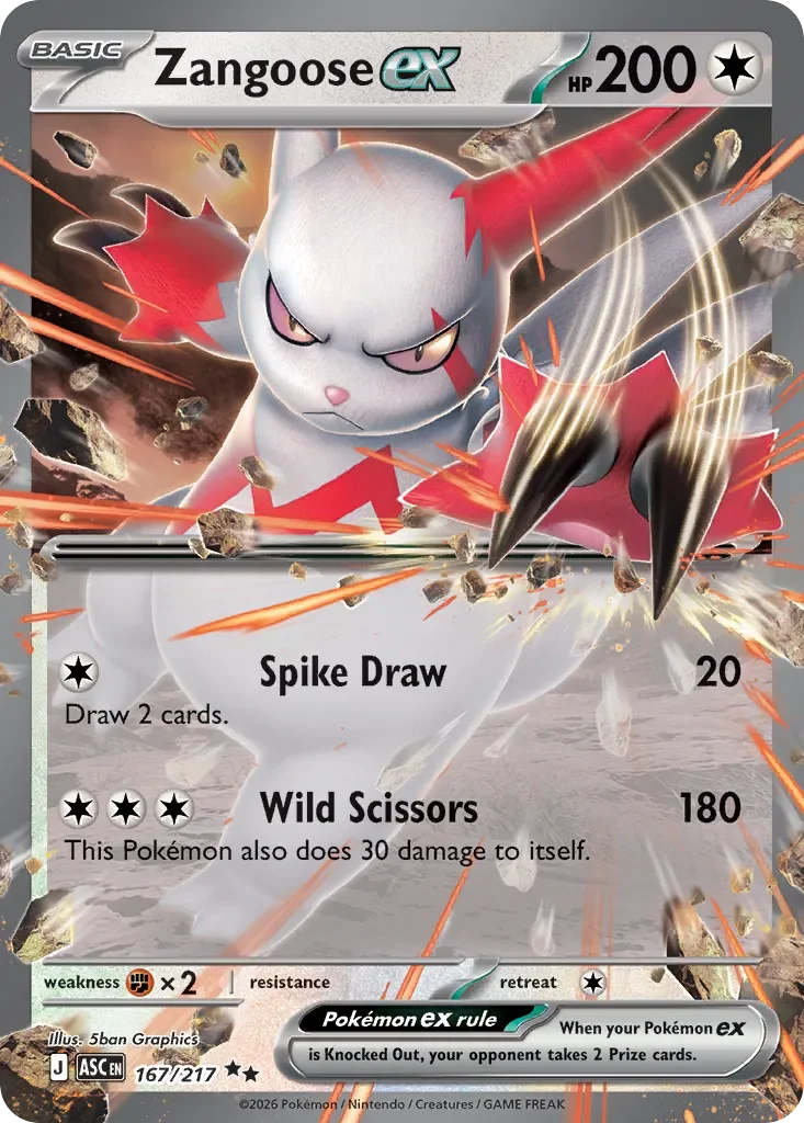 Zangoose ex 「ASC 167/217」「EN」