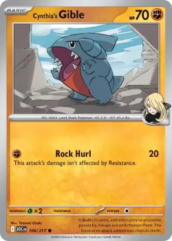 Cynthia's Gible #109/217 · Pokémon