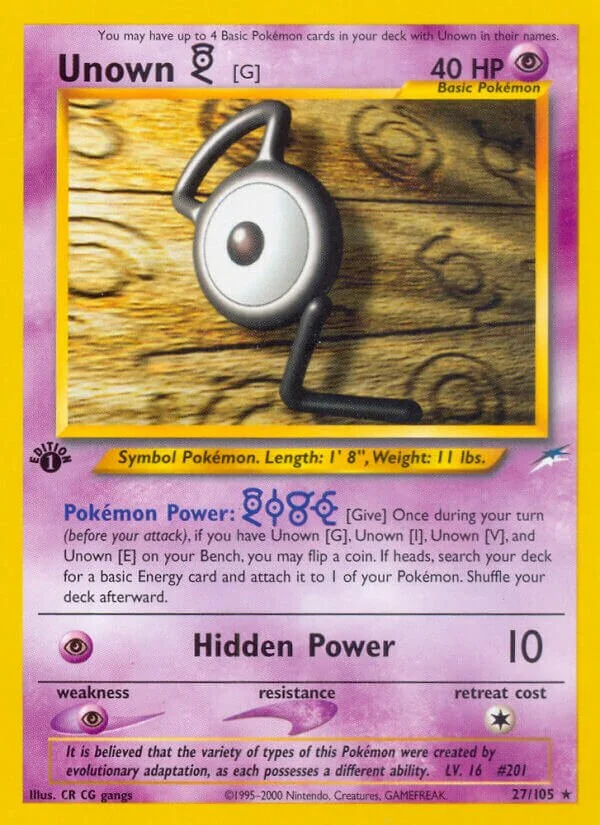 Unown 「G」「N4 27/105」「EN」