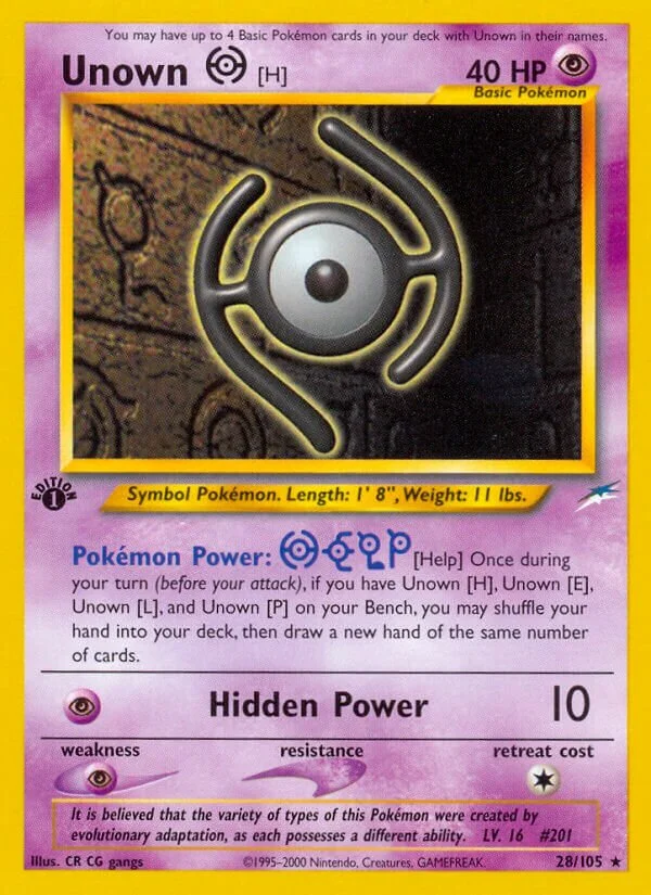 Unown 「H」「N4 28/105」「EN」