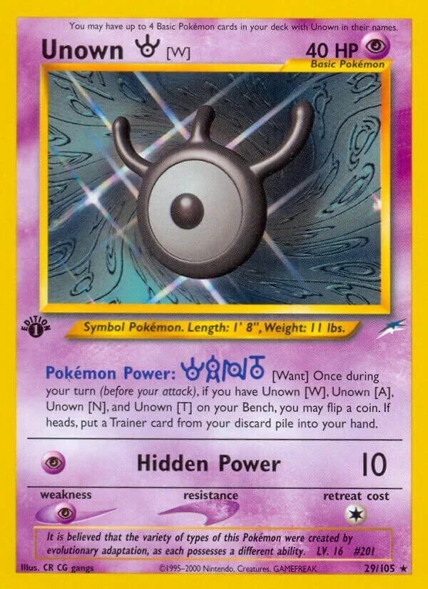 Unown 「W」「N4 29/105」「EN」