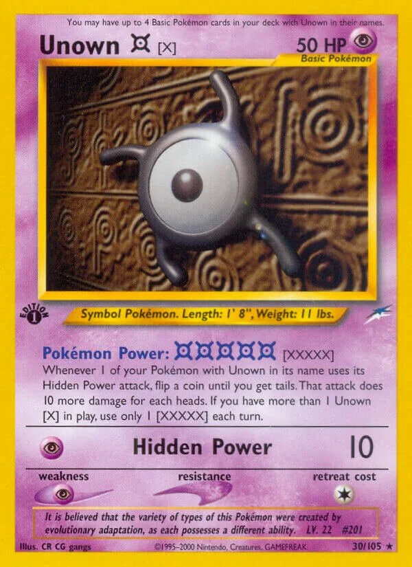 Unown 「X」「N4 30/105」「EN」
