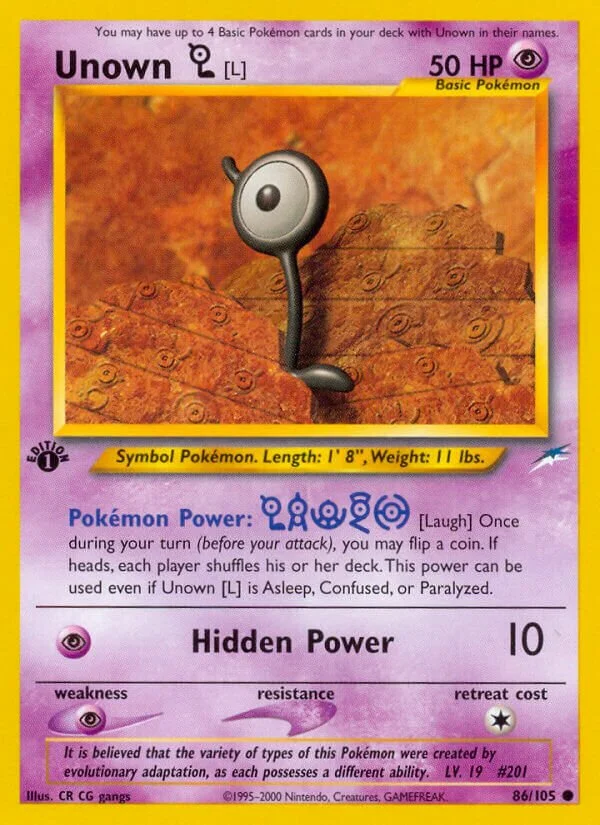 Unown 「L」「N4 86/105」「EN」
