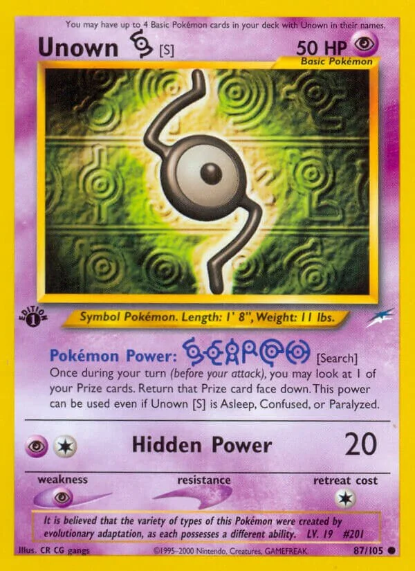 Unown 「S」「N4 87/105」「EN」