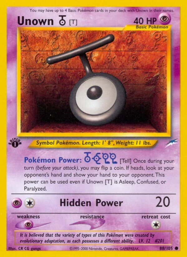 Unown 「T」「N4 88/105」「EN」
