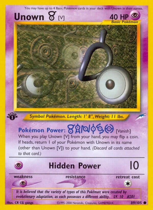 Unown 「V」「N4 89/105」「EN」