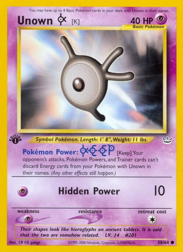 Unown 「K」「N3 58/64」「EN」