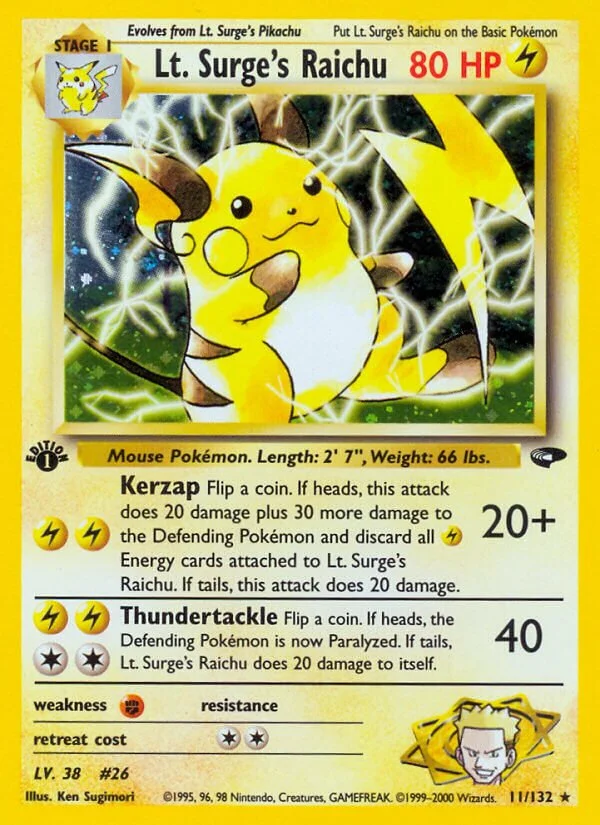 Lt. Surge's Raichu 「G2 11/132」「EN」