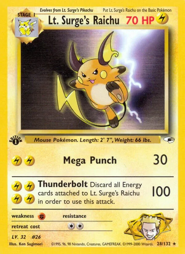 Lt. Surge's Raichu 「G1 28/132」「EN」