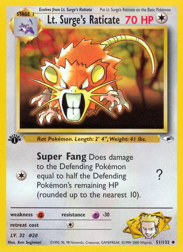 Lt. Surge's Raticate 「G1 51/132」「EN」