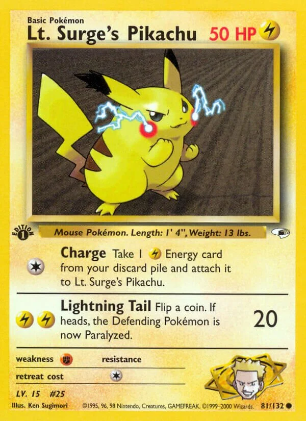 Lt. Surge's Pikachu 「G1 81/132」「EN」