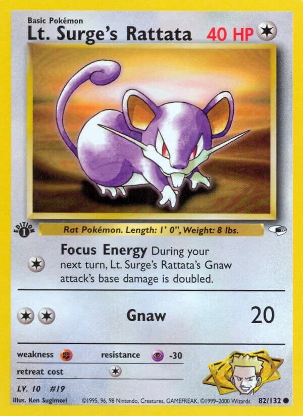 Lt. Surge's Rattata 「G1 82/132」「EN」