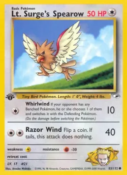 Lt. Surge's Spearow #83/132 · Pokémon