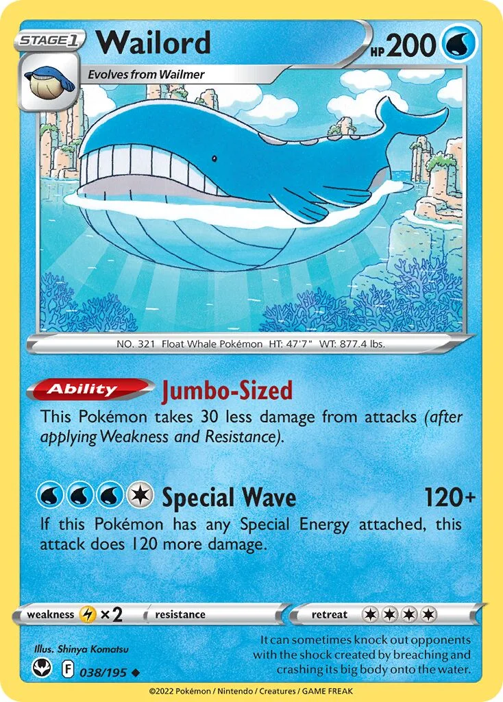 Wailord 「PLAY_POKEMON_PRIZE_PACK_SERIES_FOUR 038/195」「EN」