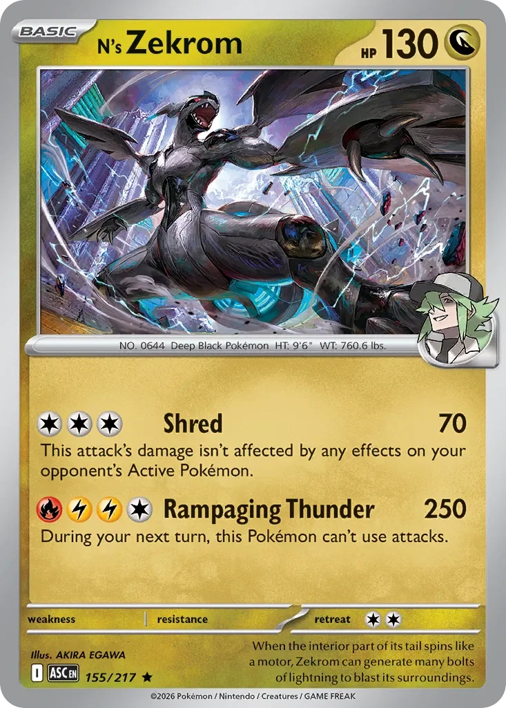 N's Zekrom 「PLAY_POKEMON_PRIZE_PACK_SERIES_NINE 155/217」「EN」