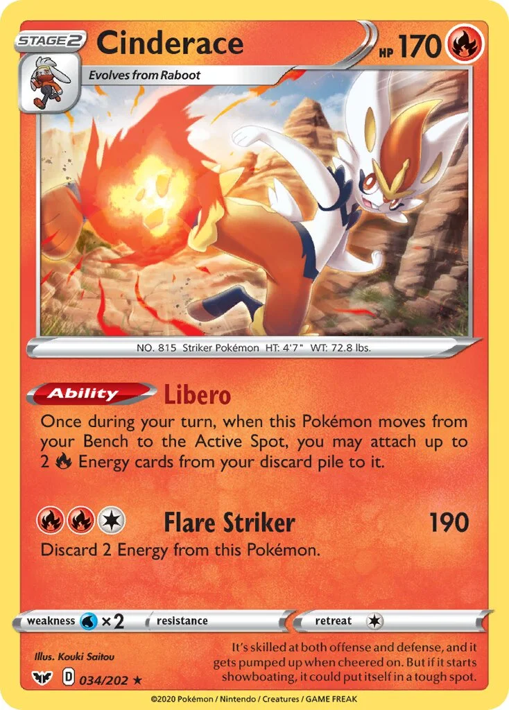 Cinderace 「PLAY_POKEMON_PRIZE_PACK_SERIES_ONE 034/202」「EN」