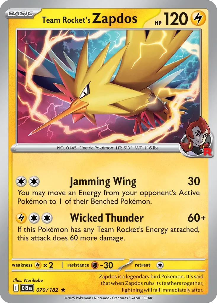 Team Rocket's Zapdos 「DRI 070/182」「EN」