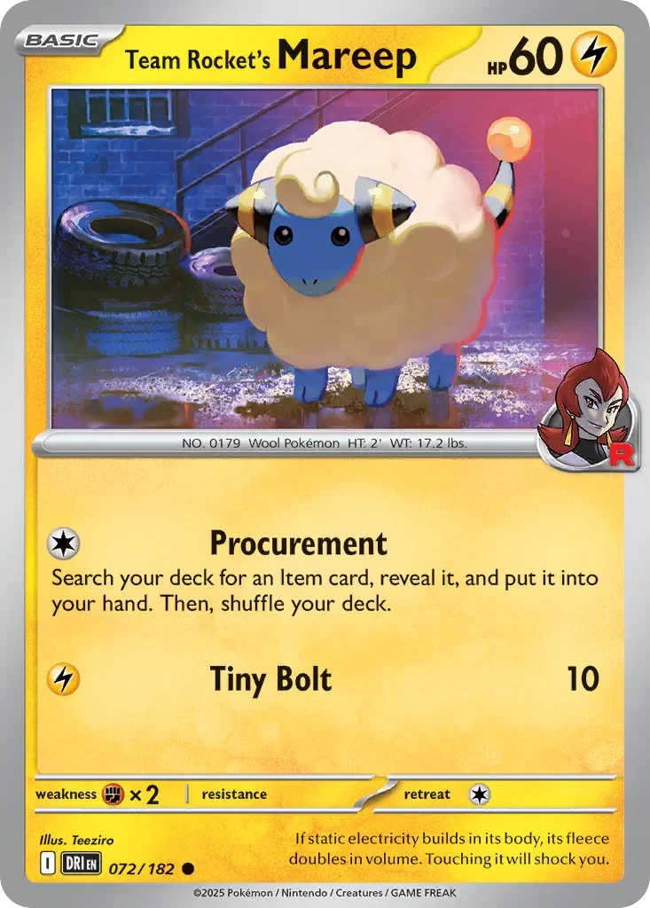 Team Rocket's Mareep 「DRI 072/182」「EN」