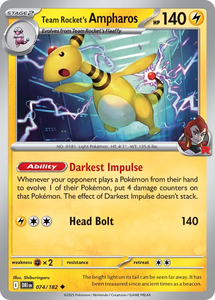 Team Rocket's Ampharos 「DRI 074/182」「EN」