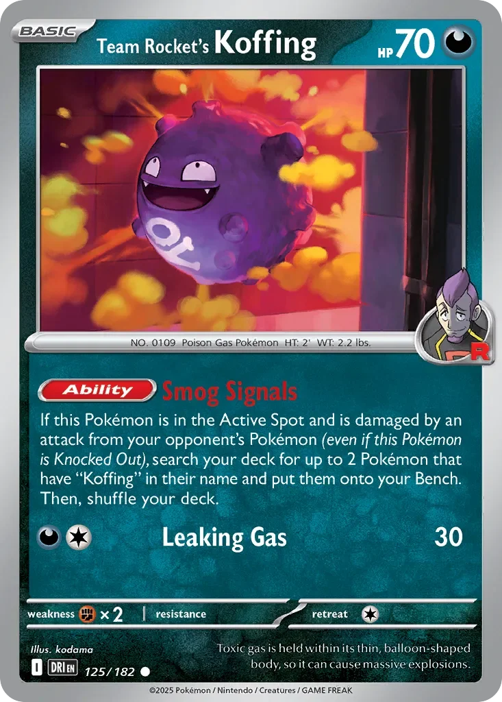 Team Rocket's Koffing 「DRI 125/182」「EN」