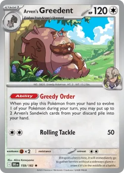 Arven's Greedent #159/182 · Pokémon