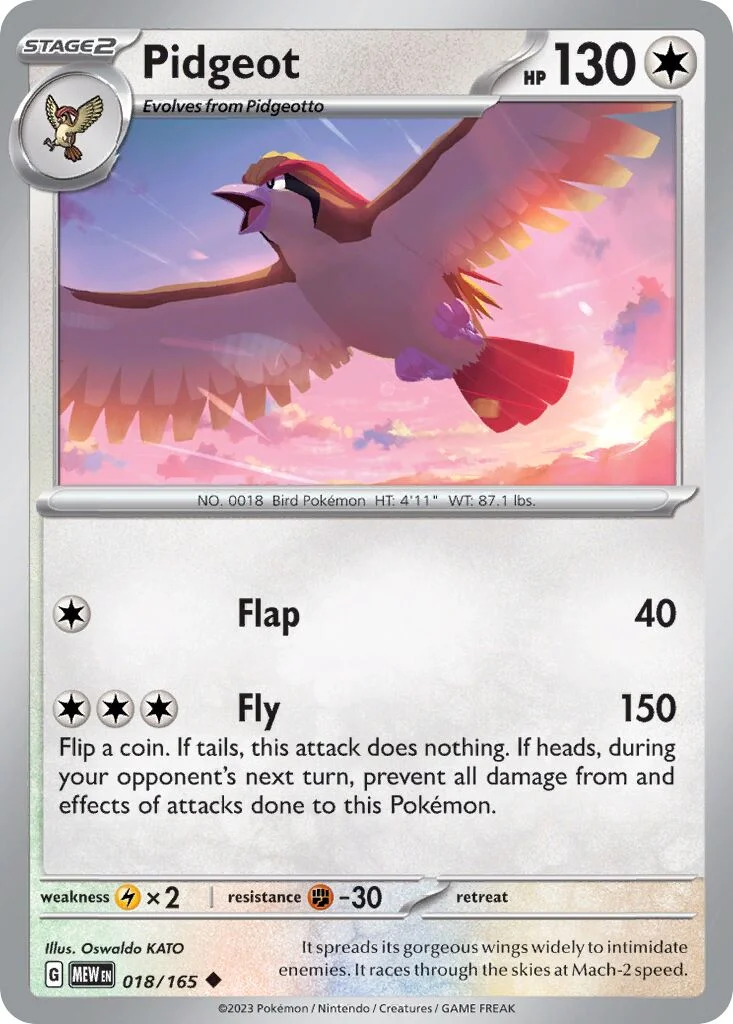 Pidgeot 「MEW 018/165」「EN」