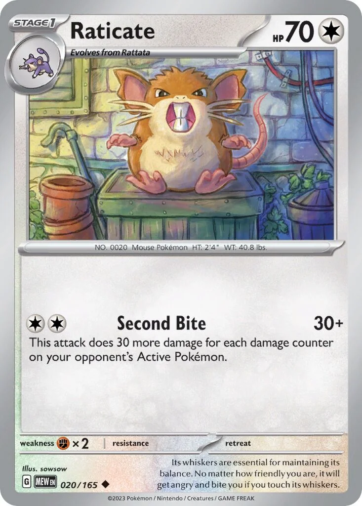 Raticate 「MEW 020/165」「EN」