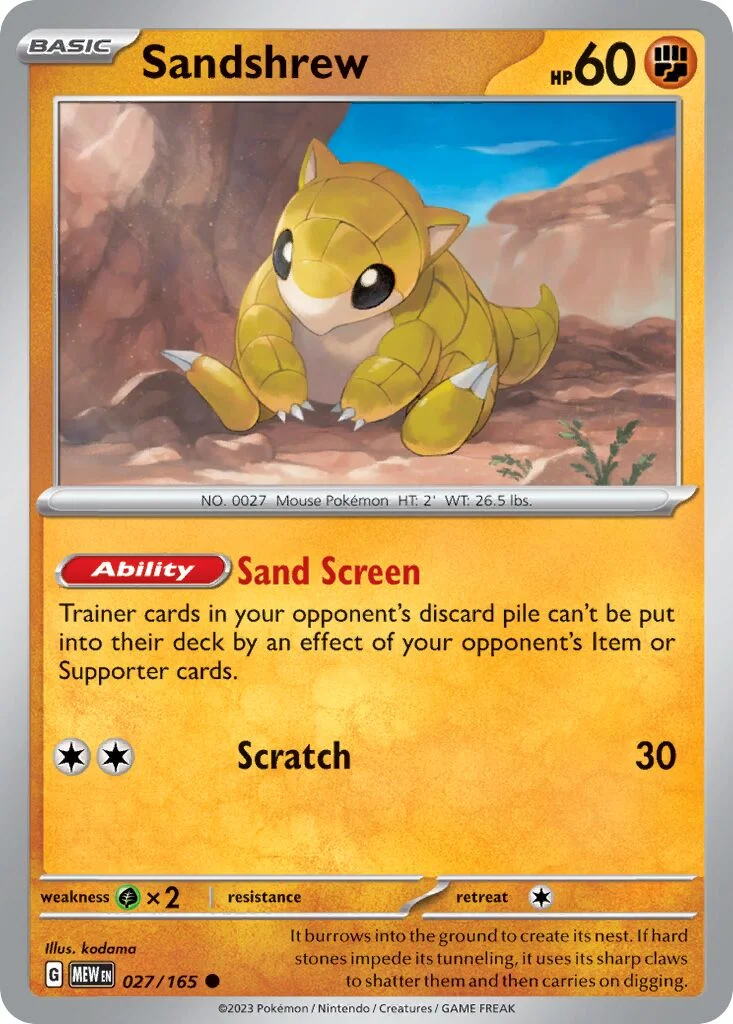 Sandshrew 「MEW 027/165」「EN」