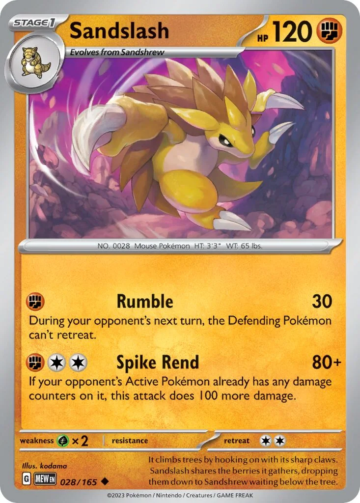 Sandslash 「MEW 028/165」「EN」