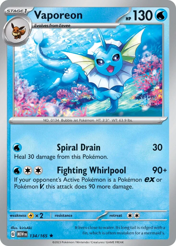 Vaporeon 「MEW 134/165」「EN」