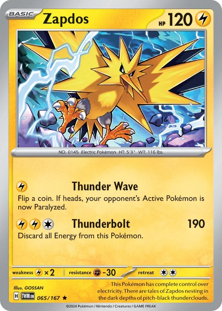 Zapdos 「TWM 065/167」「EN」